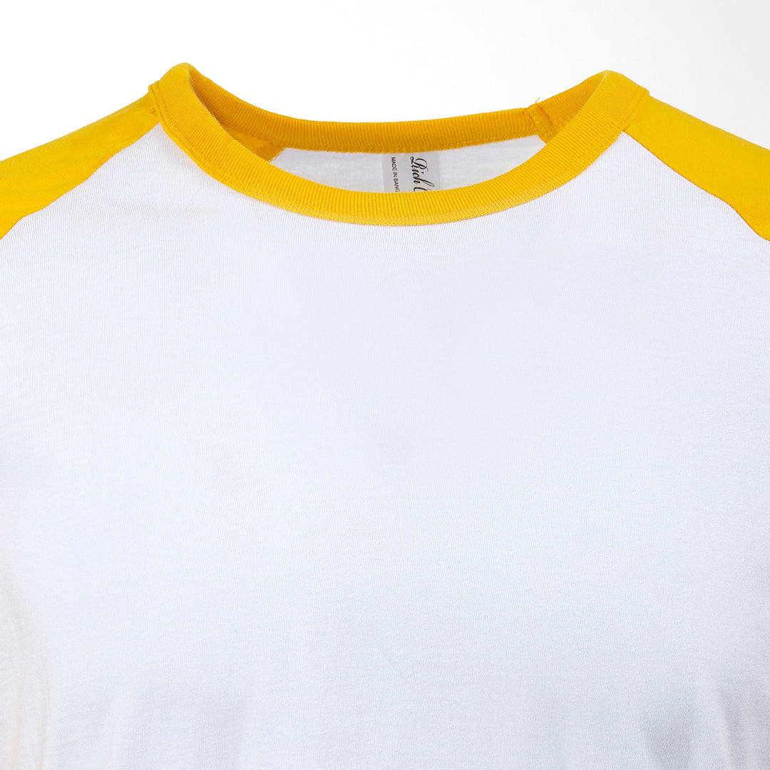 Raglan Baseball T-shirt White/Yellow - Rich Cotton