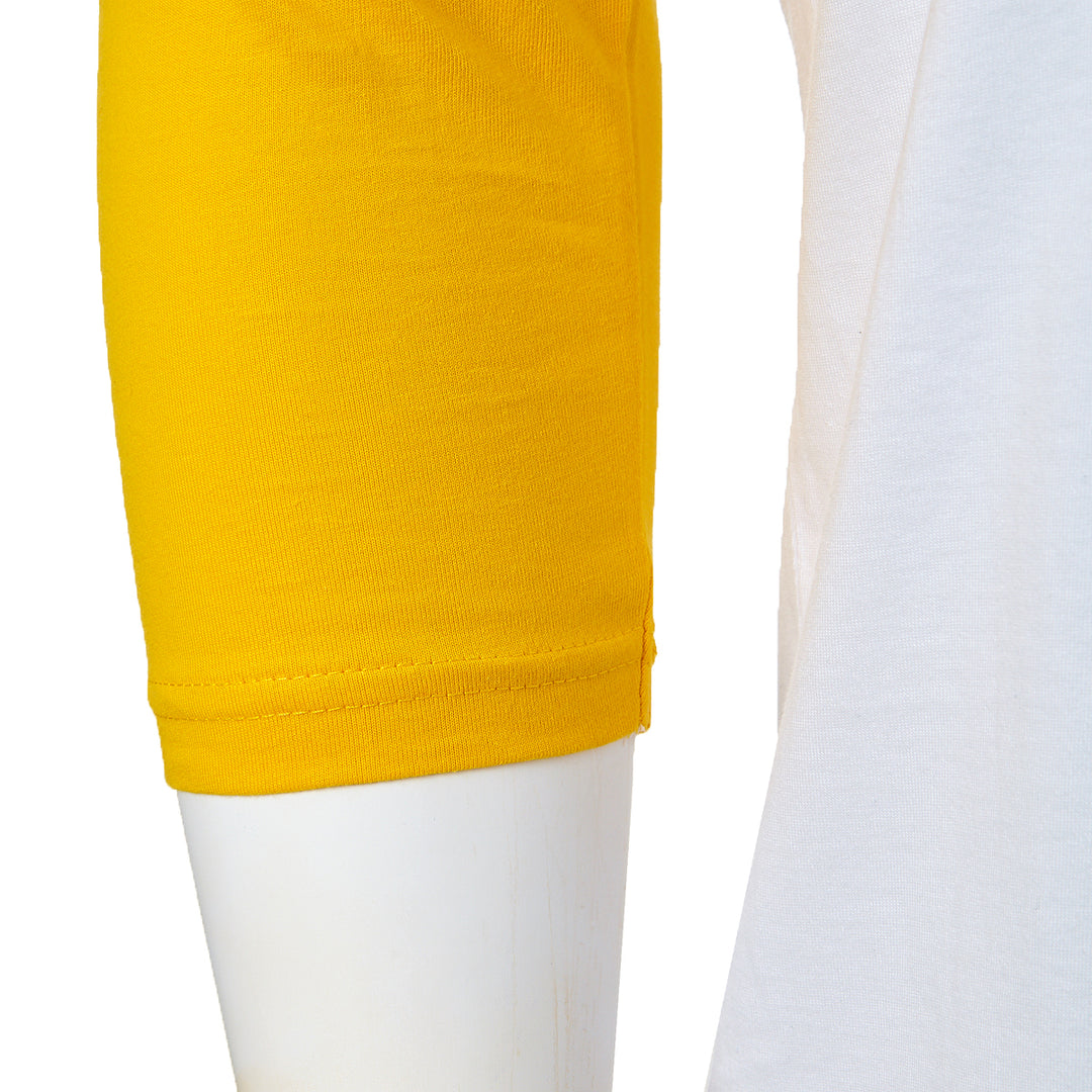 Raglan Baseball T-shirt White/Yellow - Rich Cotton