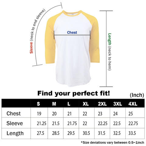 Raglan Baseball T-shirt White/Yellow - Rich Cotton